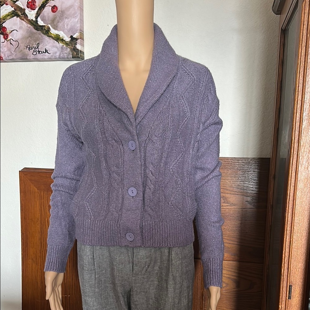 Pilcro for Anthropologie Purple Cable Knit Women's Sweater